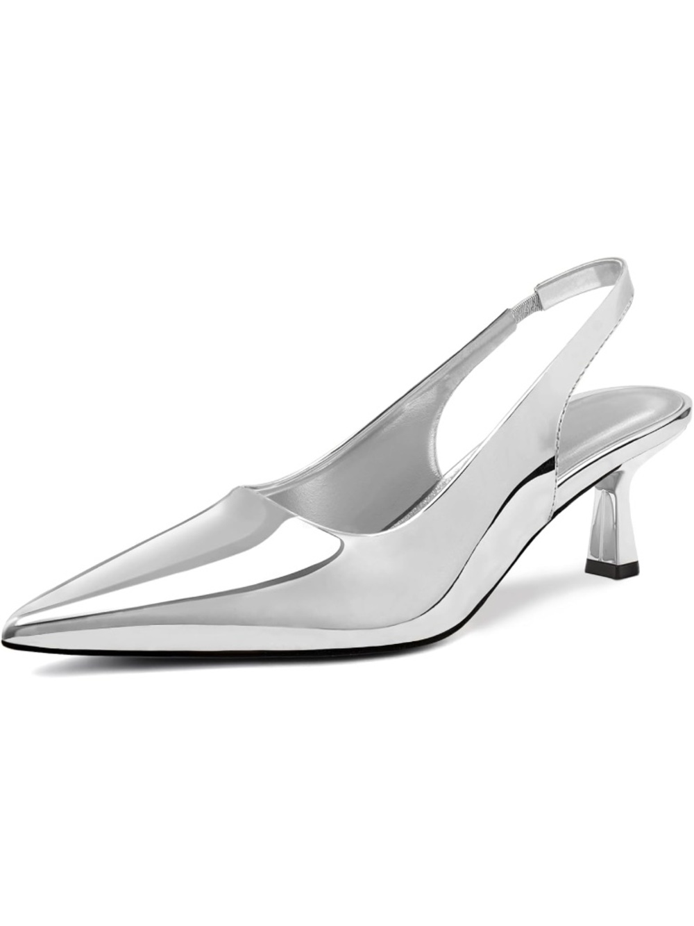 Women Silver Kitten Heels Pumps Dress Shoes